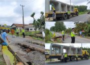 Polisi Amankan Material PU untuk Perbaikan Jalan Amblas di Lubuk Harjo