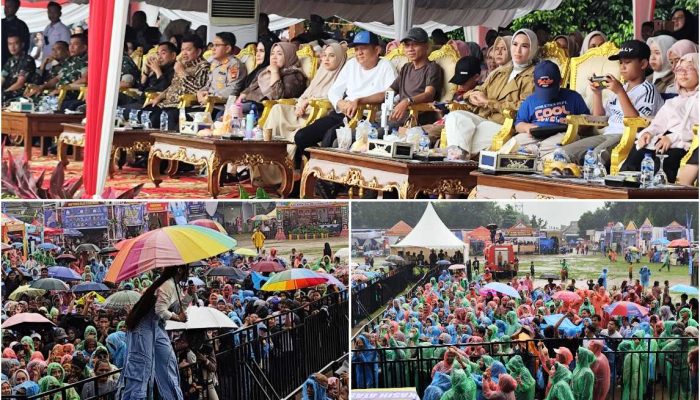 Meski Diguyur Hujan, Antusiasme Masyarakat Nonton Artis Ibu Kota Di Puncak HUT OKU Timur ke-22