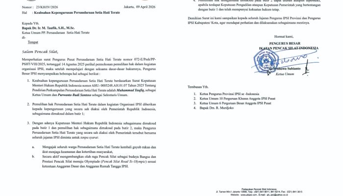 Pasca SK Pengakuan PSHT, IPSI Daerah Wajib Taati Aturan dan Instruksi PB