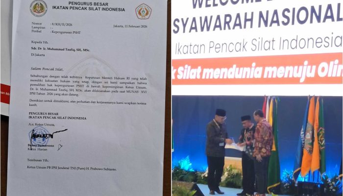 PB IPSI Resmi Akui Kepengurusan PSHT di Bawah Kepemimpinan Muhammad Taufiq