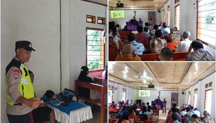 Polsek Madang Suku I Amankan Ibadah Minggu Kasih, Jemaat Beribadah dengan Khidmat