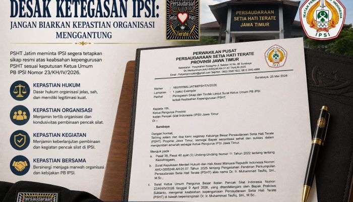 PSHT Jatim Desak Ketegasan IPSI Jatim Jangan Biarkan Kepastian Organisasi Menggantung