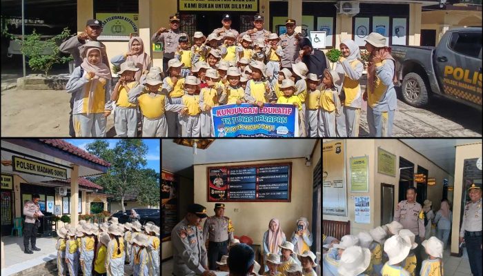 Polisi Sahabat Anak, Puluhan Siswa TK Tunas Harapan Kunjungi Mapolsek Madang Suku I