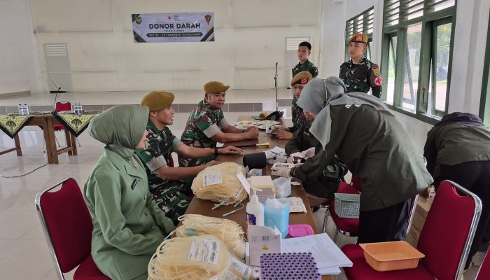 Yonarmed 15/Cailendra Gelar Donor Darah, Wujud Kepedulian Prajurit Bantu Warga OKU Timur