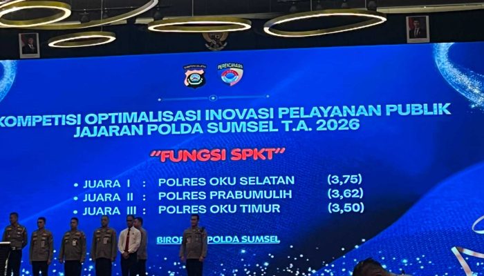 Polres OKU Timur Torehkan Prestasi, Raih Juara III Kompetisi Inovasi Pelayanan SPKT Polda Sumsel 2026
