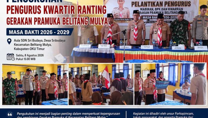 Pengurus Pramuka Belitang Mulya Masa Bakti 2026-2029 Resmi Dikukuhkan