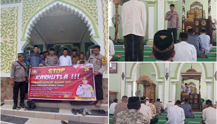 Lewat Khutbah Jumat, Polsek Madang Suku I Ajak Warga Bersama Cegah Karhutla