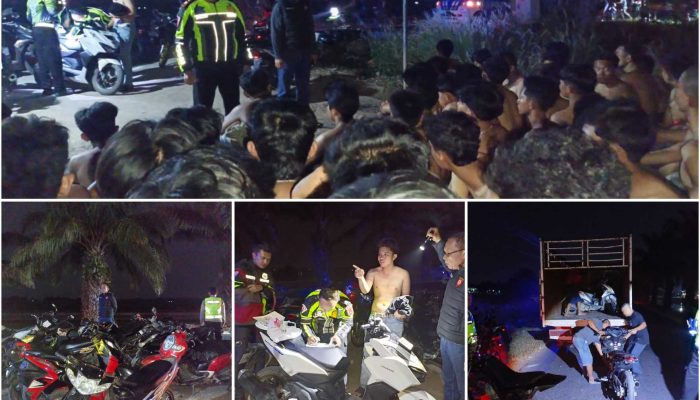 Team Gabungan Polres OKU Timur dan Polsek Belitang I Tindak 69 Motor dalam Operasi Antisipasi Balap Liar