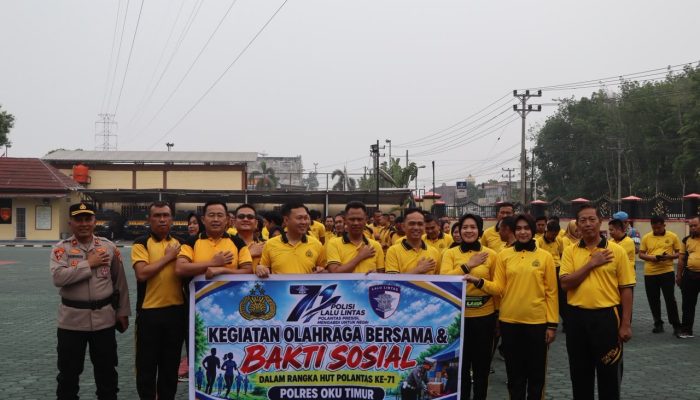 Semarak HUT Polantas ke-71, Satlantas Polres OKU Timur Perkuat Soliditas Lewat Olahraga dan Baksos
