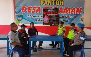 Cegah Karhutla, Polsek Semendawai Suku III Sosialisasikan Larangan Bakar Lahan ke Warga Taraman