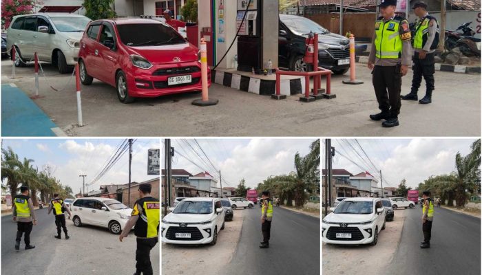Polsek Belitang Pantau SPBU Mojosari, Antrean BBM Mengular di Atur Aparat