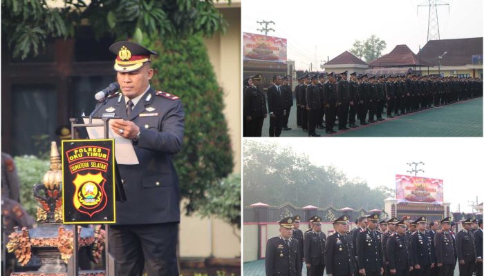 Polres OKU Timur Khidmat Peringati Hari Kesaktian Pancasila di Lapangan Satrya Haprabu