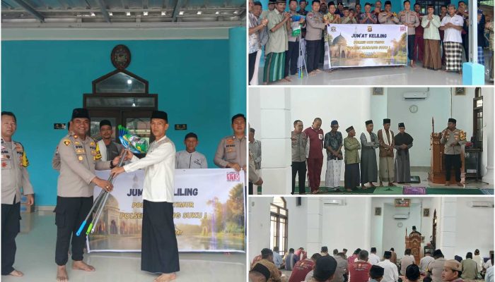 Pererat Silaturahmi Lewat “Jum’at Keliling”, Kapolsek Madang Suku I Imbau Kamtibmas dan Serahkan Alat Kebersihan Masjid